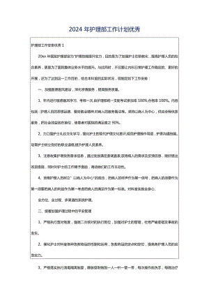 2024年护理部工作计划优秀.docx