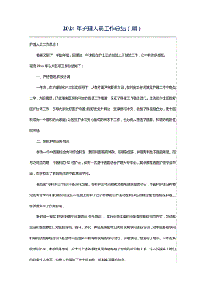 2024年护理人员工作总结(篇).docx