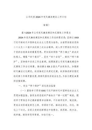 (2篇)公司纪委2024年党风廉政建设工作计划.docx