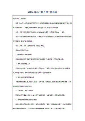 2024年新工作人员工作总结.docx