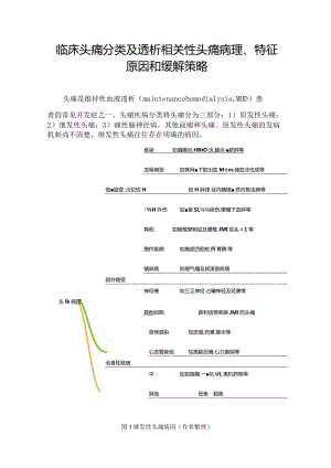 临床头痛分类及透析相关性头痛病理、特征原因和缓解策略.docx