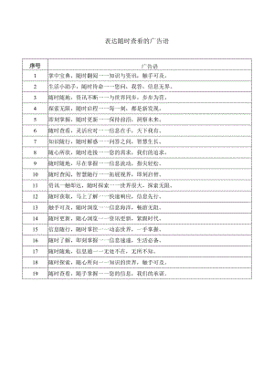 表达随时查看的广告语.docx