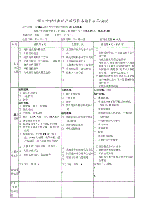强直性脊柱炎后凸畸形临床路径表单模板.docx