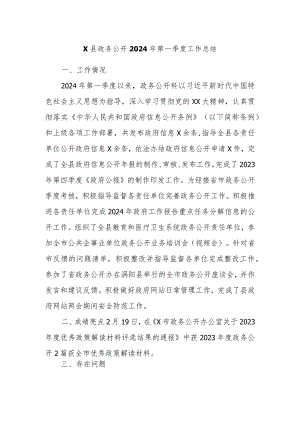X县政务公开2024年第一季度工作总结.docx