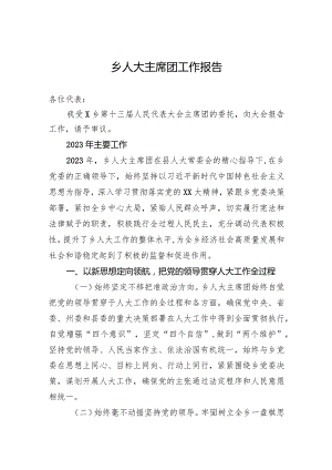 乡人大主席团工作报告.docx