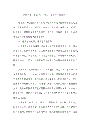 经验交流：强化“五个意识”建设“五型组织”.docx