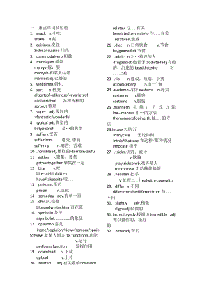 外研版（2019）必修第二册Unit1FoodforThought单词短语总结清单素材.docx