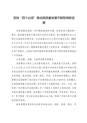 坚持“四个必须”推动高质量发展不断取得新进展.docx