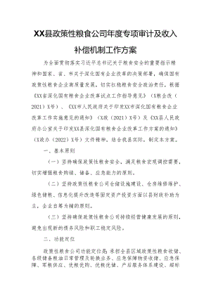 XX县政策性粮食公司年度专项审计及收入补偿机制工作方案.docx