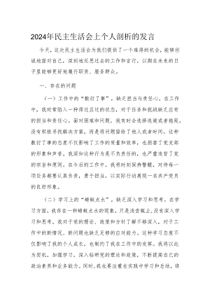 2024年民主生活会上个人剖析的发言.docx