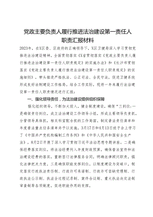 党政主要负责人履行推进法治建设第一责任人职责汇报材料.docx