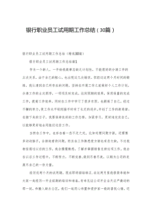 银行职业员工试用期工作总结（30篇）.docx