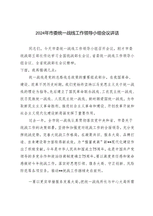 2024年市委统一战线工作领导小组会议讲话材料.docx