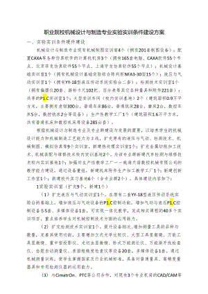 职业院校机械设计与制造专业实验实训条件建设方案.docx
