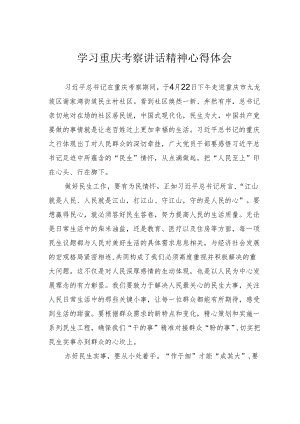 学习重庆考察讲话精神心得体会.docx