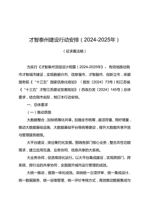 智慧泰州建设行动计划20242024年.docx