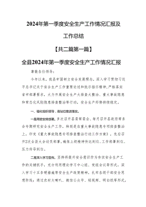 （2篇）2024年第一季度安全生产工作情况汇报及工作总结.docx