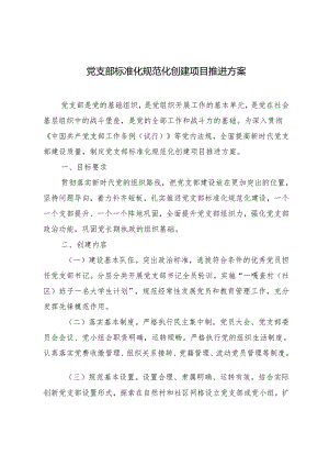 2024年党支部标准化规范化创建项目推进方案.docx