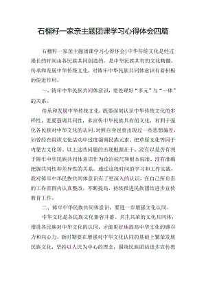 石榴籽一家亲主题团课学习心得体会四篇.docx