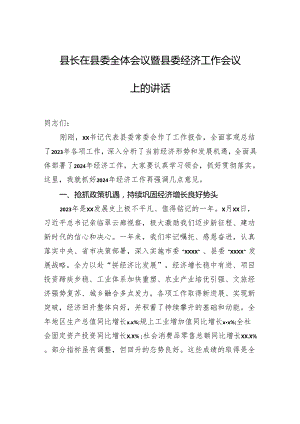 县长在2024年县委全体会议暨县委经济工作会议上的讲话.docx