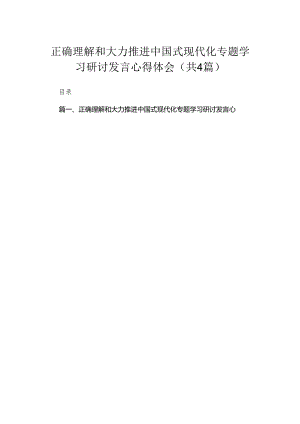 正确理解和大力推进中国式现代化专题学习研讨发言心得体会(精选4篇模板).docx