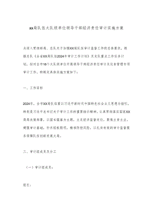 xx局队伍大队级单位领导干部经济责任审计实施方案.docx
