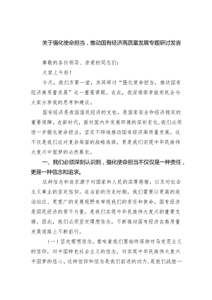 关于强化使命担当推动国有经济高质量发展专题研讨发言(四篇合集）.docx