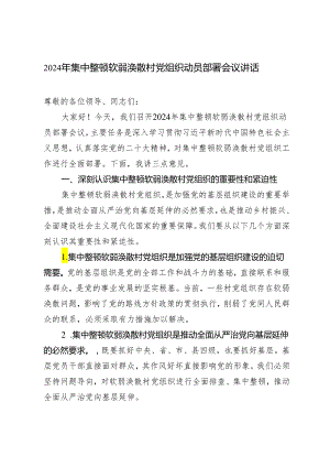 2024年集中整顿软弱涣散村党组织动员部署会议讲话.docx