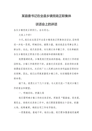 某县委书记在全县乡镇党政正职集体谈话会上的讲话.docx
