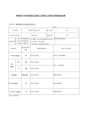 XX镇天马村客渡码头建设工程码头总表达场质量检验表.docx