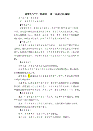 1 哪里有空气 公开课 公开课一等奖创新教案.docx