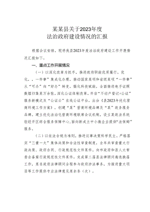 某某县关于2023年度法治政府建设情况的汇报.docx