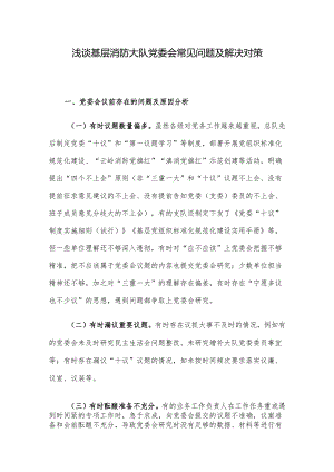 浅谈基层消防大队党委会常见问题及解决对策.docx