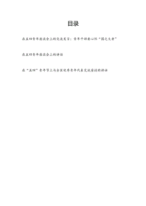 在2024年五四青年座谈会上的讲话交流发言3篇.docx