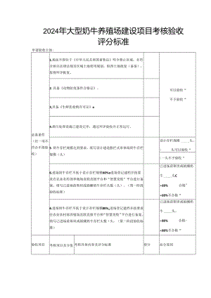 2024年大型奶牛养殖场建设项目考核验收评分标准.docx