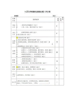 《ZDJ9转辙机故障处理》 - 评分表.docx