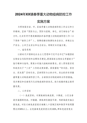 2024年XX镇春季重大动物疫病防控工作实施方案.docx