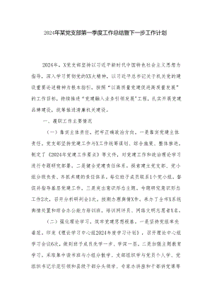 2024年某党支部第一季度工作总结暨下一步工作计划.docx