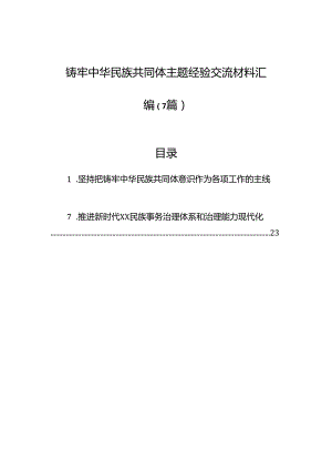铸牢中华民族共同体主题经验交流材料汇编（7篇）.docx