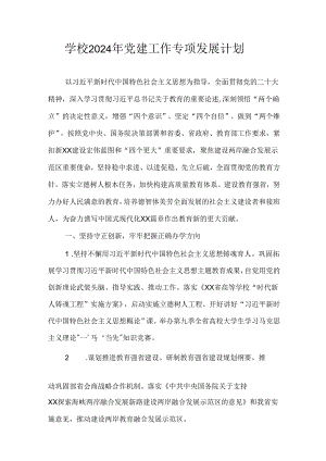学校2024年党建工作专项发展计划.docx