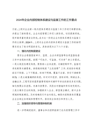 3篇 2024年企业内部控制体系建设与监督工作的工作要点.docx