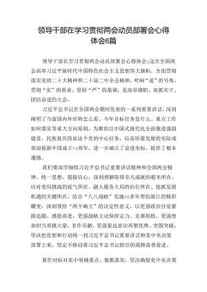 领导干部在学习贯彻两会动员部署会心得体会6篇.docx