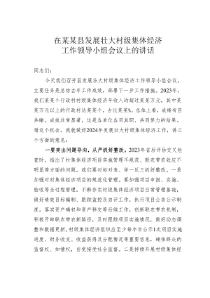在某某县发展壮大村级集体经济工作领导小组会议上的讲话.docx