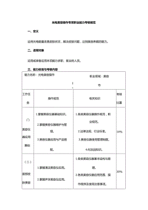光电美容操作专项职业能力考核规范.docx