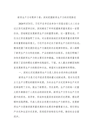 新质生产力专题单个看：深刻把握新质生产力的实现路径.docx
