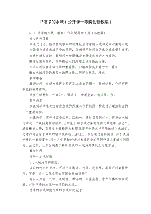 13 洁净的水域（公开课一等奖创新教案）.docx