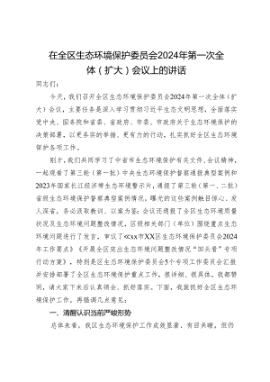 在全区生态环境保护委员会2024年第一次全体（扩大）会议上的讲话.docx