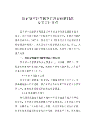国有资本经营预算管理存在的问题及其审计重点.docx