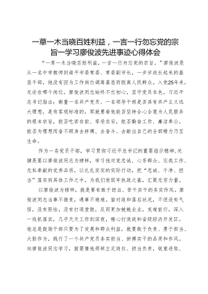 学习廖俊波先进事迹心得体会：一草一木当晓百姓利益一言一行勿忘党的宗旨.docx