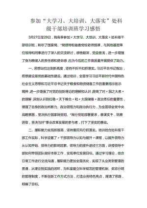 参加“大学习、大培训、大落实”处科级干部培训班学习感悟.docx